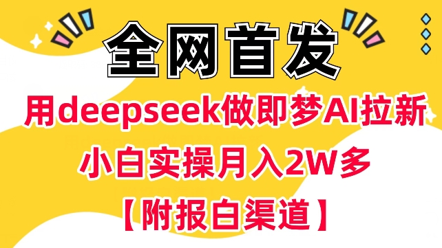 用deepseek做即梦Ai拉新 小白实操月入过W+【附报白渠道】-小何资源库
