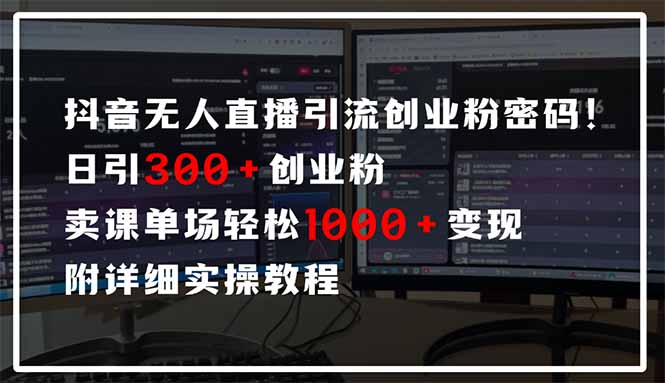 （14564期）抖音无人直播引流密码！日引300+创业粉 单场轻松1000+变现 附详细实操教程-小何资源库