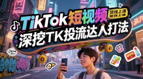 TikTok短视频带货线上课，深挖TK投流达人打法-小何资源库