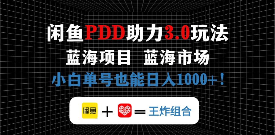 （14516期）闲鱼卖拼多多助力项目，蓝海市场新手也能单号日入1000+-小何资源库