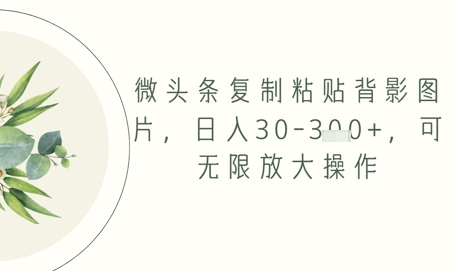 微头条复制粘贴背影图片，日入30-3张+，可无限放大操作-小何资源库