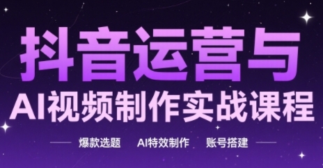 抖音运营与AI视频制作实战课程，爆款选题-AI特效制作-账号搭建-小何资源库