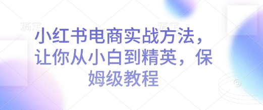 小红书电商实战方法，让你从小白到精英，保姆级教程-小何资源库