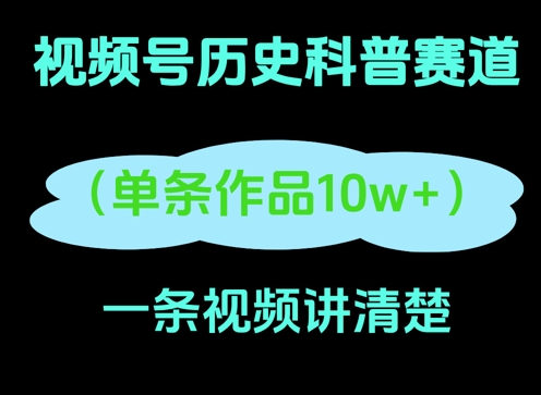 视频号历史科普赛道，一条作品10W+，AI一键生成-小何资源库