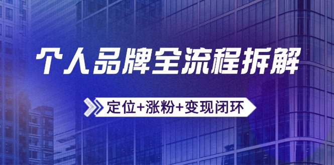 （14799期）个人品牌全流程拆解：定位+涨粉+变现闭环，微信生态运营与资源整合-小何资源库