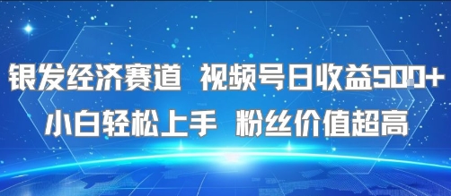 银发经济赛道 视频号日收益5张+ 小白轻松上手  粉丝价值超高-小何资源库