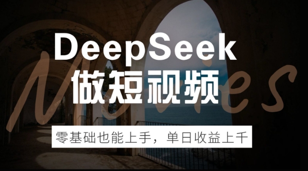 DeepSeek做短视频，零基础也能上手，单日收益多张-小何资源库
