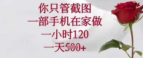 你只管截图，一部手机在家做，一小时120.一天5张【揭秘】-小何资源库