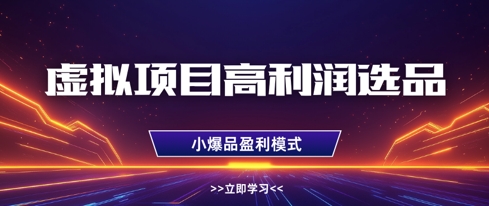 虚拟项目高利润选品方法，做好单店利润1W+，可多店倍增利润-小何资源库