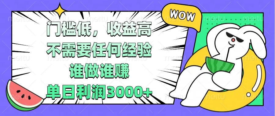 （13651期） 门槛低，收益高，不需要任何经验，谁做谁赚，单日利润3000+-小何资源库
