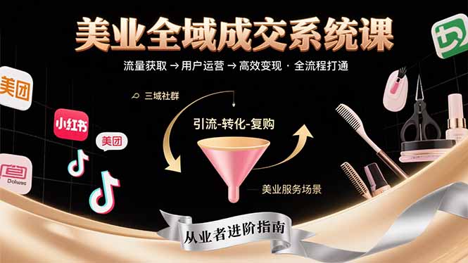 （15650期）美业全域成交系统课程：帮助美业从业者打通从流量获取到高效变现全流程-小何资源库