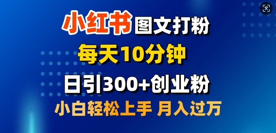 2月小红书图文打粉，每天10分钟，日引300+创业粉，小白轻松月入过W-小何资源库