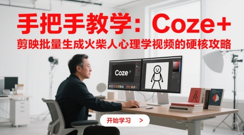 手把手教学：Coze + 剪映批量生成火柴人心理学视频的硬核攻略-小何资源库