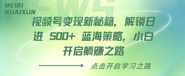 视频号变现新秘籍，解锁日进 5张 蓝海策略，小白开启躺Z之路-小何资源库