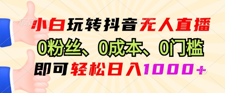 DY小程序无人直播，0粉也可做，不违规不限流，小白一看就会-小何资源库