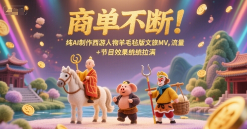 商单不断！纯AI制作西游人物羊毛毡版文旅MV，流量+节目效果统统拉满-小何资源库