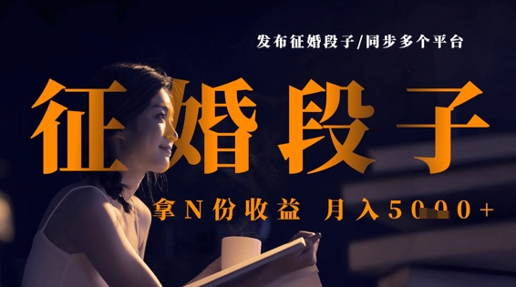 发布征婚段子，同步多个平台，拿N份收益，月入5k-小何资源库