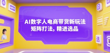 AI数字人电商带货新玩法，矩阵打法，精进选品-小何资源库
