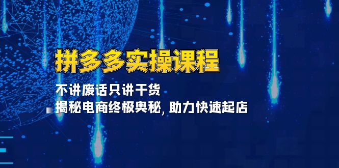 （13577期）拼多多实操课程：不讲废话只讲干货, 揭秘电商终极奥秘,助力快速起店-小何资源库