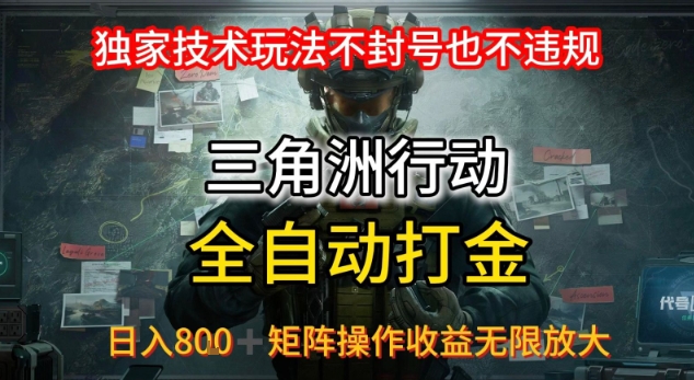 三角洲最新全自动G机，独家技术玩法，不封号也不违规， 日入8张+可矩阵操作，收益无限放大【揭秘】-小何资源库