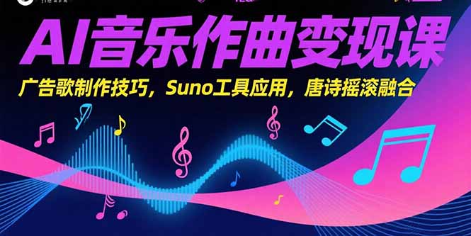 （15370期）AI音乐作曲变现课，广告歌制作技巧，Suno工具应用，唐诗摇滚融合-小何资源库