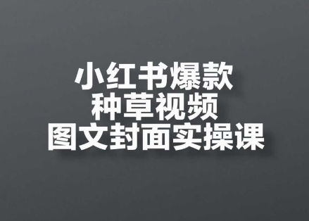 小红书爆款种草视频图文封面实操课，​开店、选品、引流、变现全流程-小何资源库