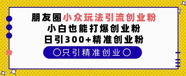 朋友圈小众玩法引流创业粉，小白也能打爆创业粉，日引300+精准创业粉【揭秘】-小何资源库