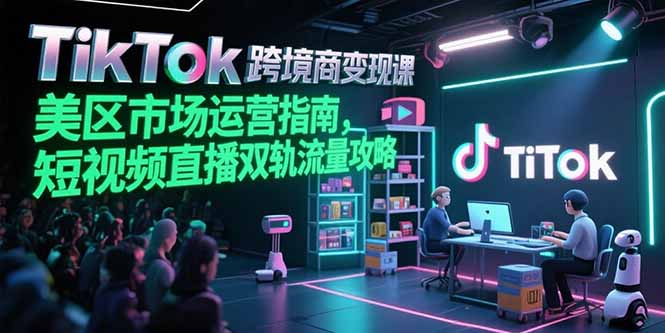 （15344期）TikTok跨境电商变现课，美区市场运营指南，短视频直播双轨流量攻略-小何资源库