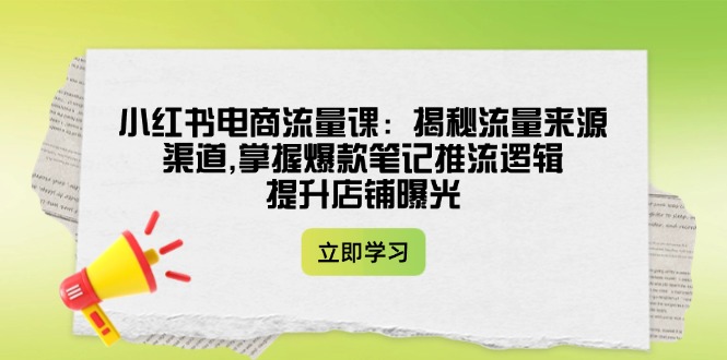 （14318期）小红书电商流量课：揭秘流量来源渠道,掌握爆款笔记推流逻辑,提升店铺曝光-小何资源库