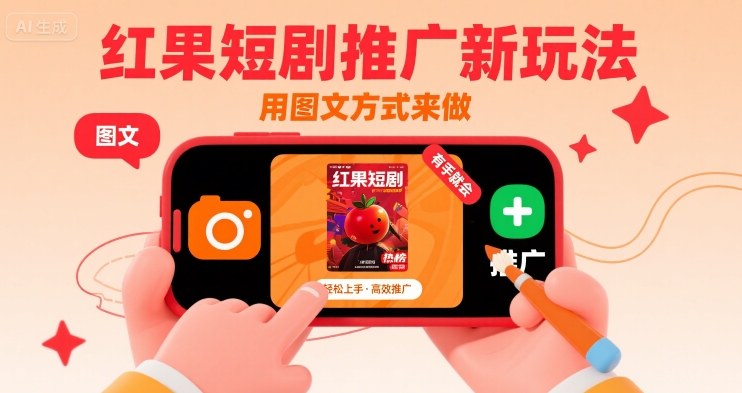 红果短剧推广新玩法，用图文方式来做，有手就会-小何资源库