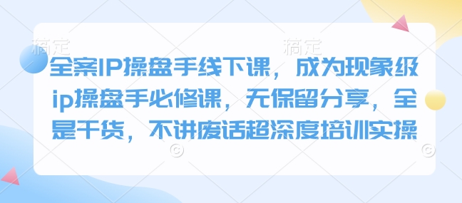 全案IP操盘手线下课，成为现象级ip操盘手必修课，无保留分享，全是干货，不讲废话超深度培训实操-小何资源库