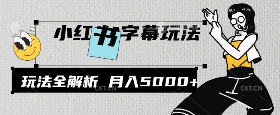 小红书字幕玩法，玩法全解析，月入2000+-小何资源库