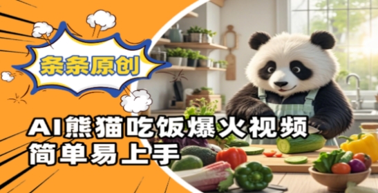 Ai熊猫吃饭爆火视频，条条原创，简单易上手-小何资源库