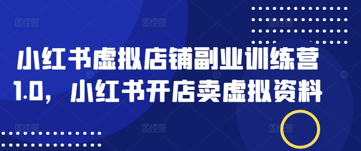 小红书虚拟店铺副业训练营1.0，小红书开店卖虚拟资料-小何资源库