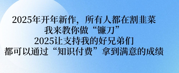 2025年开年新作，所有人都在割韭菜，我来教你做“镰刀” 2025让支持我的好兄弟们都可以通过“知识付费”拿到满意的成绩【揭秘】-小何资源库