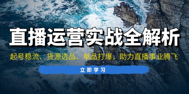 （13294期）直播运营实战全解析：起号稳流、货源选品、单品打爆，助力直播事业腾飞-小何资源库