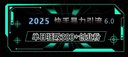 2025年快手6.0保姆级教程震撼来袭，单日狂吸300+精准创业粉-小何资源库