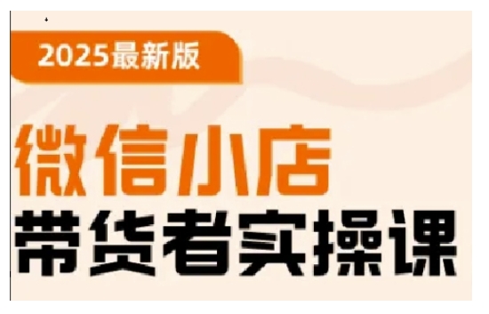 2025最新版微信小店带货者实操课，基础操作到高级运营技巧，快速上手-小何资源库