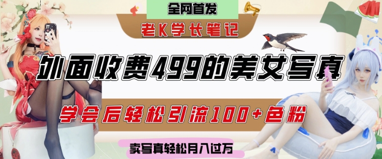 外面收费499的美女写真制作技术，学会后轻松引流S粉变现，日引100+S粉，轻松月入过W-小何资源库