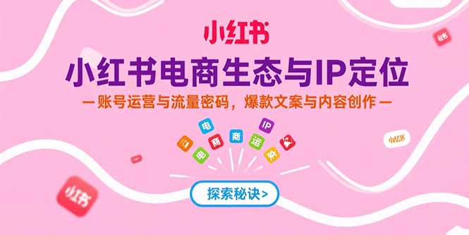 （15350期）小红书电商生态与IP定位，账号运营与流量密码，爆款文案与内容创作-小何资源库