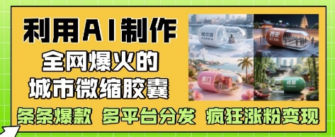 利用AI制作全网爆火的城市微缩胶囊，条条爆款， 多平台分发，疯狂涨粉变现-小何资源库