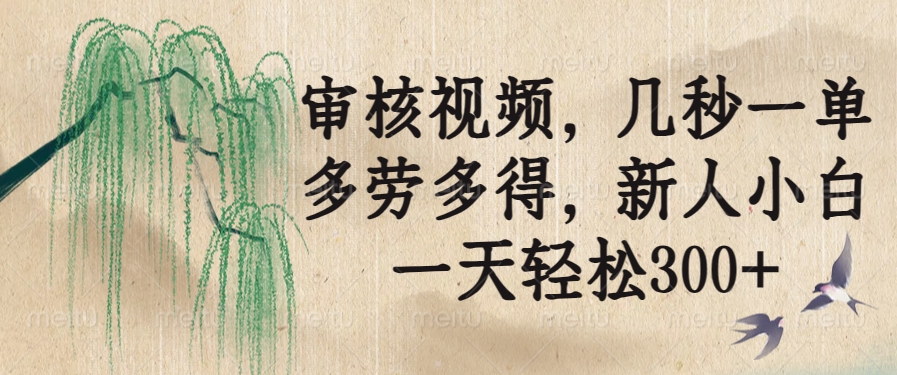 （14202期）审核视频，几秒一单，多劳多得，新人小白一天轻松300+-小何资源库