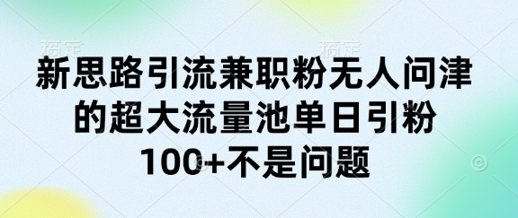 新思路引流兼职粉无人问津的超大流量池单日引粉100+不是问题-小何资源库