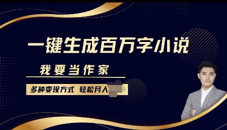 我要当作家，一键生成百万字小说，多种变现方式，轻松月入过W+-小何资源库