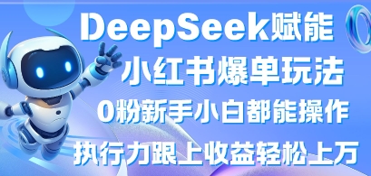 DeepSeek赋能小红书爆单玩法0粉新手小白都能操作，执行力跟上收益轻松上W，懒人勿做-小何资源库