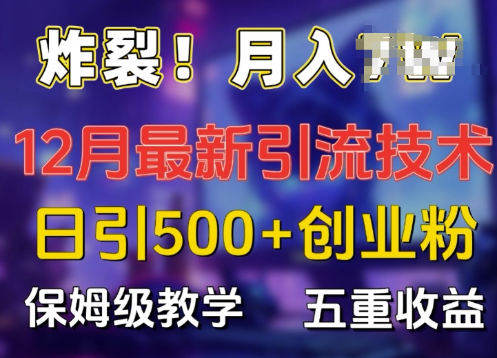 炸裂!揭秘12月最新日引流500+精准创业粉，多重收益保姆级教学-小何资源库