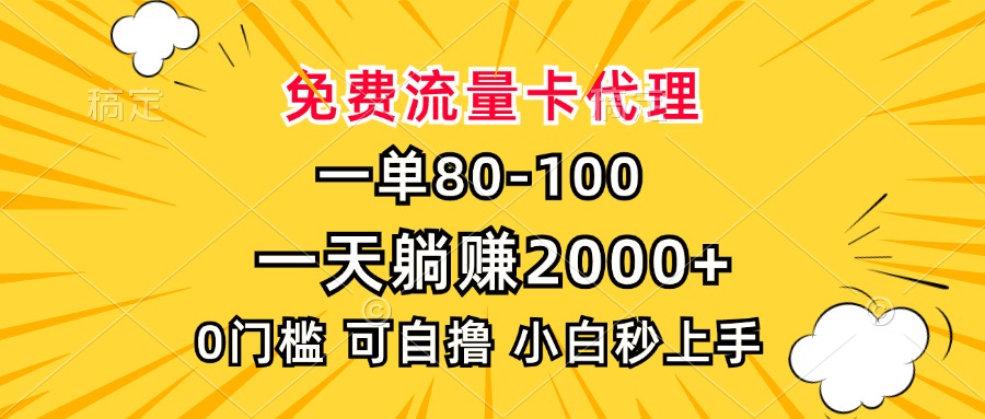 （13551期）一单80，免费流量卡代理，一天躺赚2000+，0门槛，小白也能轻松上手-小何资源库