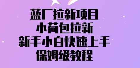 蓝厂拉新项目，小荷包拉新，新手小白快速上手，保姆级教程-小何资源库