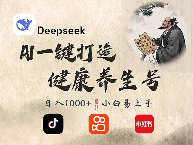 （14520期）DeepSeek做养生号，一条作品涨粉2万+，轻松日入300+-小何资源库