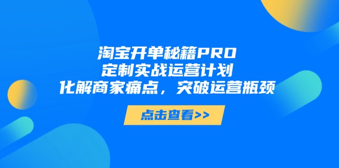 （14642期）淘宝开单秘籍PRO，定制实战运营计划，化解商家痛点，突破运营瓶颈-小何资源库